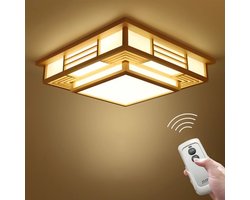 Houten LED Plafondlamp - Japanse Stijl - 45 cm - Dimbaar Met Afstandsbediening - Moderne Lamp - Woonkamerlamp