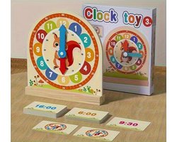 Houten Leerklok voor Kinderen – Klokkijken Leren met Kaartjes – Educatief Montessori Speelgoed – Analoge & Digitale Tijd – Vanaf 3 Jaar