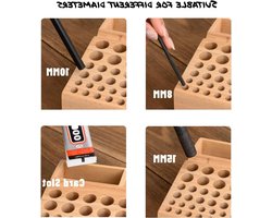 Houten leermiddelen rek met 98 gaten voor lederbewerking en DIY-projecten, ideaal voor creatief gebruik