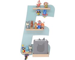 Houten letter E kinderplankje Toniebox figuren wandplank Tonies muziekdoosje