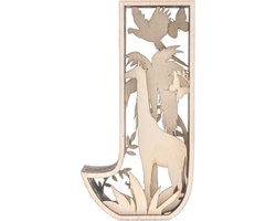 Houten Letter J - Naam Letter - 3D - Populier - Kinderkamer - Decoratie - Doopsuiker - Baby - Huwelijk - Communie - Lentefeest - Display - Kraamcadeau jongen - Kraamcadeau meisje - Houten Letters Decoratie - Houten letters alfabet