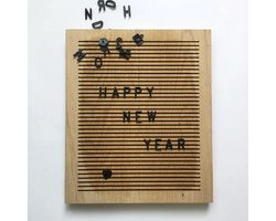 Houten letterbord - 30,5x23cm - Inclusief 340 Letters, Nummers, Symbolen - Houten lijst - leuk cadeau