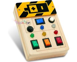 Houten lichtgevend speelbord voor peuters - Montessori sensorisch educatief hulpmiddel voor kinderen van 1-4 jaar - met in te drukken knoppen - Educatief speelgoed voor op reis - Cadeau voor jongens en meisjes