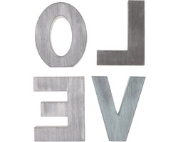 Houten Liefdesbord - Houten Letters Woorddecoratie - Woonkamer Decoratie - Antieke Afwerking - 4 Delig - Multicolor