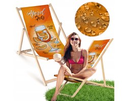 Houten ligstoel met Aperol Spritz print - Comfortabel voor tuin, strand en balkon