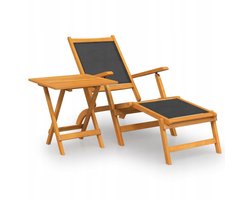 Houten ligstoel met bijzettafel voor tuin, balkon of terras