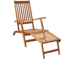 Houten Ligstoel - Terrasstoel Zonnestoel - Ontspannen Buiten - 5 Posities Verstelbaar - 168 x 55 x 72 cm - Houtkleurig