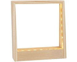 Houten lijst met warm witte LED-verlichting voor foto's, kaarten en meer | Diamond Painting | 31 leds | 17 cm x 184 cm x 5 cm