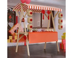 Houten Marktkraam - Voedselkar Mobiel - Buiten Verkopen - Opvouwbaar Ontwerp - 150 cm Breed - Oranje
