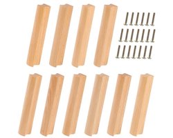 Houten Meubelgrepen 96 mm - Set van 10 Stuks voor Kasten en Laden