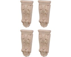 Houten Meubelornament - Applique Houtsnijwerk - Huis Decoreren - Europees Stijl Design - 10x5x1.7cm - Houtskleur