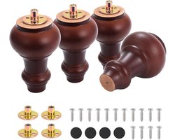 Houten meubelpoten 12 cm - Vervangende poten voor banken en meubels, incl. montageplaat en schroeven