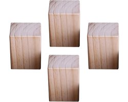Houten Meubelpoten - Bank Kastpoten - Meubels Verhogen - Vierkant Ontwerp - 7x7x3cm - Grenen