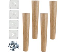 Houten Meubelpoten - Bankpoten Kastpoten - Meubels Verhogen - Krasbestendig Oppervlak - 25 cm Hoog - Natuurlijk Eiken