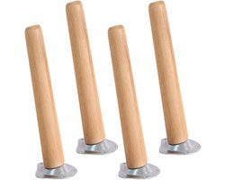 Houten Meubelpoten - Bankpoten Tafelpoten - Meubels Upgraden - Massief Beukenhout - 35 cm Hoog - Houtkleur
