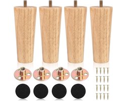 Houten Meubelpoten - Bankpoten Tafelpoten - Meubels Verhogen - Inclusief Montageplaat - 15 cm Hoog - Houtkleur