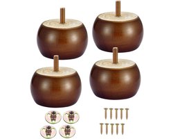 Houten Meubelpoten - Bankpoten Vervanging - Meubels Upgraden - Massief Rubberhout - 5 cm - Walnoot