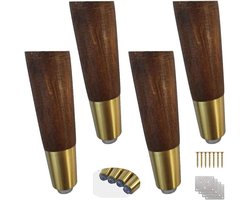 Houten Meubelpoten - Bankpoten Vervanging - Meubels Upgraden - Massief Rubberwood - 16 cm Hoog - Donker Walnoot