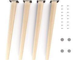 Houten meubelpoten - Clif Round | natuur (onbehandeld) | Hoogte: 45 cm | HMF2 | rond, conisch (schuine uitvoering) | materiaal: massief hout (beuken) | voor stoelen, tafels, kasten enz.