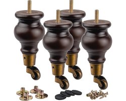 Houten Meubelpoten met Zwenkwiel - 6,5 Inch Vervangende Steun voor Meubels (Set van 4)