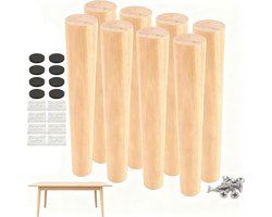 Houten meubelpoten set met montageplaten - 30cm - Eiken - Robuust - Zware belasting - Bed - Kast - Stoel - Tafel