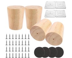 Houten Meubelpoten Set van 4 - 6 cm voor Tafel, Stoel, Kast en Sofa