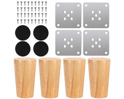 Houten meubelpoten set van 4 - 8 cm massief hout voor stijlen meubels