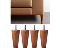 Houten Meubelpoten - Set van 4 - Meubels Verhogen - Gemaakt in Italië - 10 cm Hoog - Walnoot