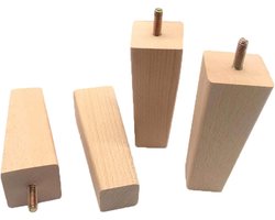 Houten Meubelpoten - Set van 4 - Meubels Verhoging - Massief Hout - 10 cm - Houtkleur