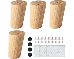Houten Meubelpoten Set van 4 - Taps Toelopend en Schuine Vervanging voor Bank, Kast en Stoel - 8 cm