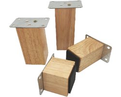 Houten Meubelpoten - Tafelpoten Bankpoten - Meubels Upgraden - Massief Eikenhout - 10 cm Hoog - Natuurlijk Hout