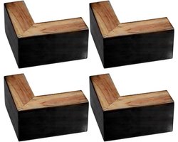 Houten Meubelpoten - Tafelpoten Bedverhogers - Meubels Verhogen - Sterke L-vorm - 15x15x10cm - Houtkleur