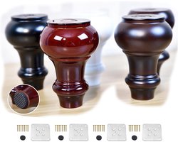 Houten meubelpoten - Vervangende poten - Meubels renoveren - Set van 4 - Diverse hoogtes - Zwart