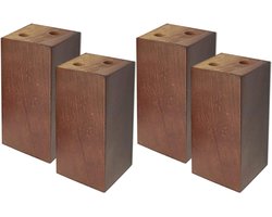 Houten Meubelpoten - Vierkante Blokken - Meubels Verhogen - Massief Eikenhout - 8x8cm 10cm Hoog - Walnoot