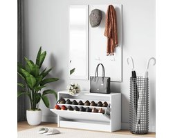 Houten Meubelset - Garderobekast Set - Hal Inrichten - Complete Set - 80 x 27 x 465 cm - Wit