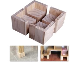 Houten meubelverhogers - set van 4 - duurzaam - geschikt voor alle meubels