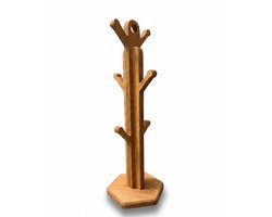 Houten Mokkenboom | Mokkenhouder voor 6 Mokken | Beukenhout | Bekerhouder Staand | Naturel | 41x15x15 cm