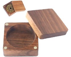 Houten Munt Opbergdoos voor Verzamelaars - Walnoothout & Herdenkingsmunten