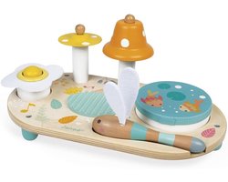 Houten Muziektafel - Muziek Speelgoed - Vroege Ontwikkeling - Inclusief Tamboerijn - 30.5 x 16.5 cm - Multicolor