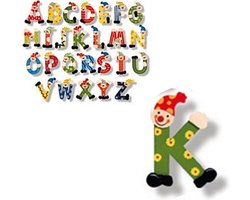 Houten naam letter clown, K