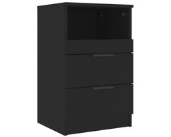 Houten Nachtkastje Zwart - Elegante Bedside Table voor Slaapkamer