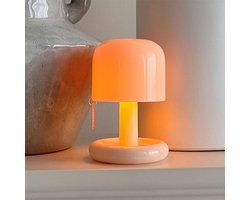 Houten nachtlampje, werkt op batterijen, met schakelaar, draadloos opladen via USB, mini nachtlampje, warm licht, draagbare acryl tafellamp, geschikt voor de slaapkamer.