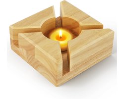 Houten Onderzetter - Theepot Stoof - Theepot Warm Houden - Handgemaakt Acaciahout - 15 x 15 cm - Natuurlijk Hout