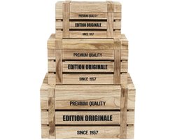 Houten opberg box set van 3