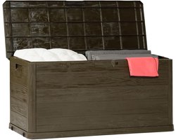Houten Opbergbox Bruin - Balkonkist met Kussen en 550L Inhoud
