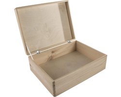 Houten Opbergbox - Decoratieve Kist - Hobby Spullen Opbergen - Met Scharnierend Deksel - 40 x 30 x 14 cm