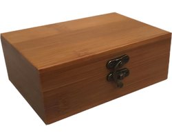Houten opbergdoos - Bamboe kistje - Spullen organiseren - Met veilig slot - 13x9x5 cm - Natuurlijk hout