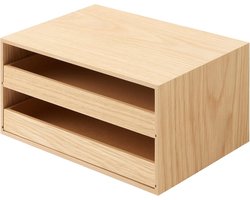 Houten Opbergdoos met 2 Lades - Compact Bureau Organizer