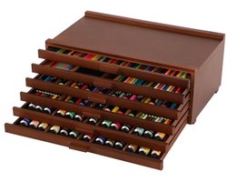 Houten Opbergdoos met 6 Laden en Verdelers voor Kunstbenodigdheden