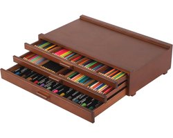 Houten Opbergdoos met 6 Laden en Verdelers voor Kunstbenodigdheden